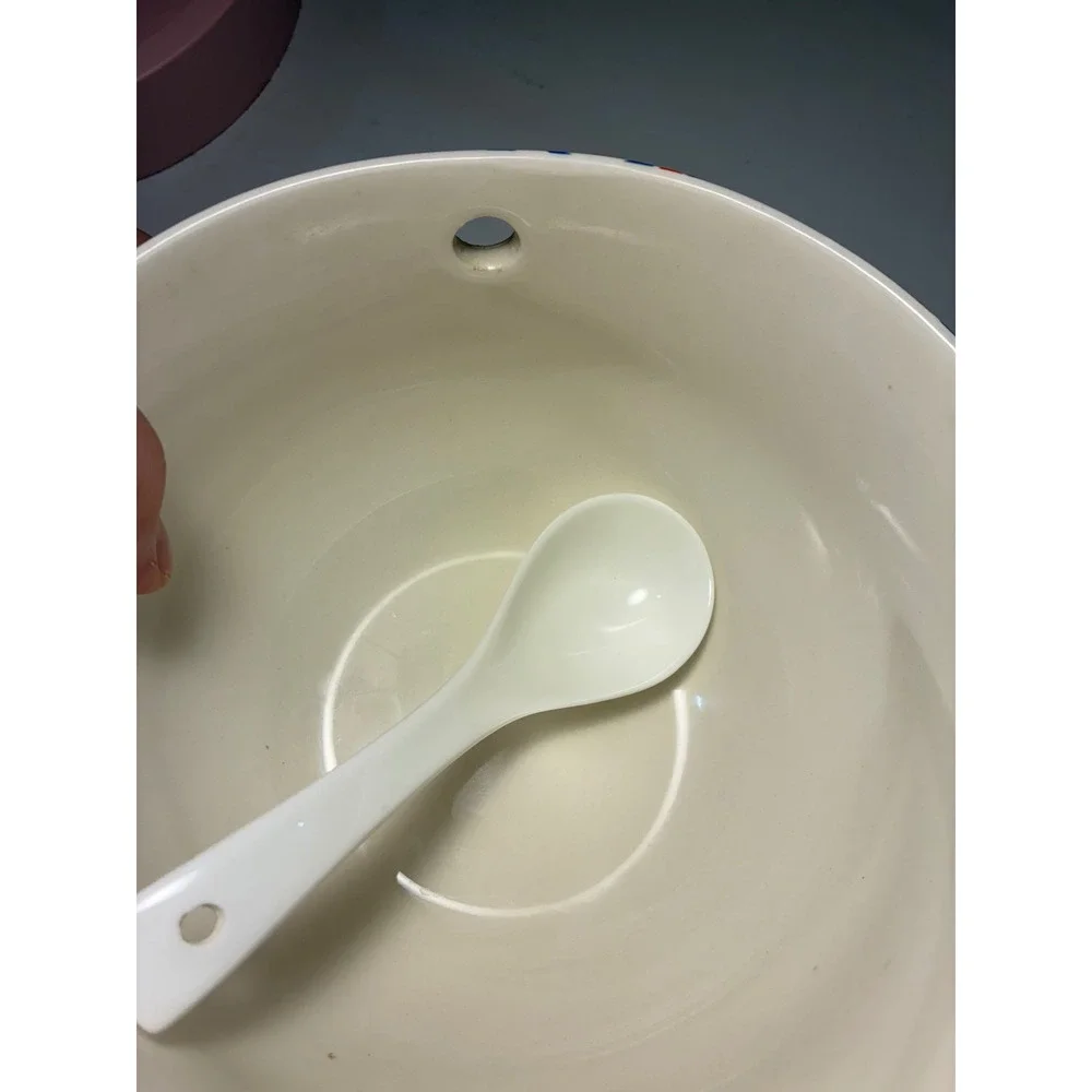 Ceramic Ramen Noodle Bowl Set Chopsticks Soup Spoon Blue Orange Japanese Style